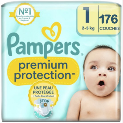 Pampers Premium Protection - Maat 1 - 176 Luiers (2-5KG) - Voordeelverpakking