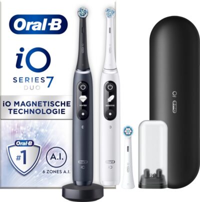 Oral-B iO 7 Elektrische Tandenborstels - Zwart en Wit - Duopack