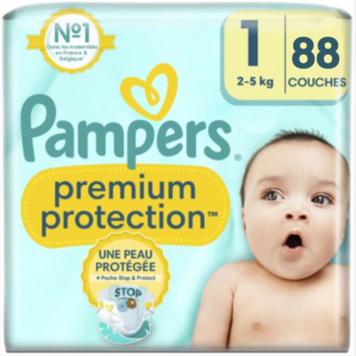Pampers Premium Protection - Maat 1 - 88 Luiers (2-5KG)
