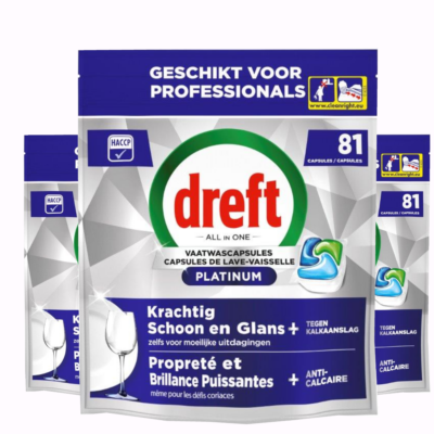 Dreft Platinum Regular All-in One Vaatwastabletten – 243 Tabs (3x81) - Voordeelverpakking