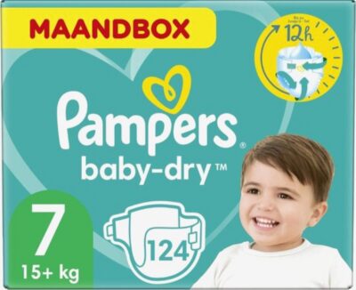 Pampers Baby-Dry Luiers - Maat 7 - 124 Stuks - +15KG - Maandbox