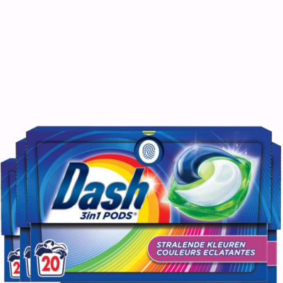 Dash - Stralende Kleuren - Wasmiddel Capsules - All-in-1 Pods - Gekleurde Was – 4x20 Wasbeurten (80 wasbeurten) - Voordeelverpakking