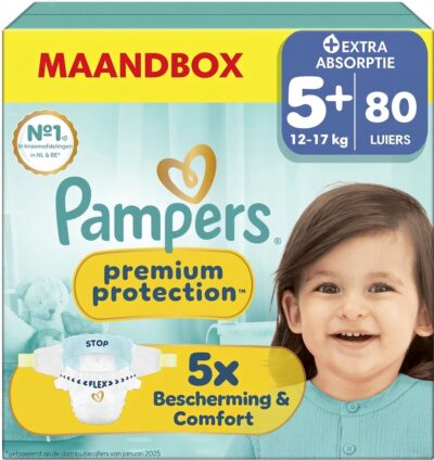 Pampers Premium Protection Maat 5+ - 80 Luiers - 12kg-17kg - Voordeelverpakking