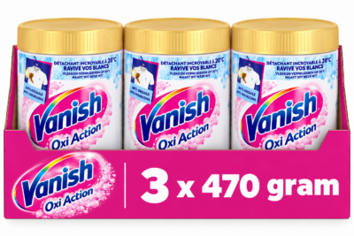 Vanish - Oxi Action - Crystal White - Poeder - Vlekkenverwijderaar voor witte was - 3x 470 gram