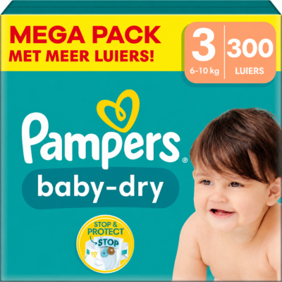 Pampers Baby-Dry Maat 3 - 300 Luiers - 6-10kg - Voordeelverpakking